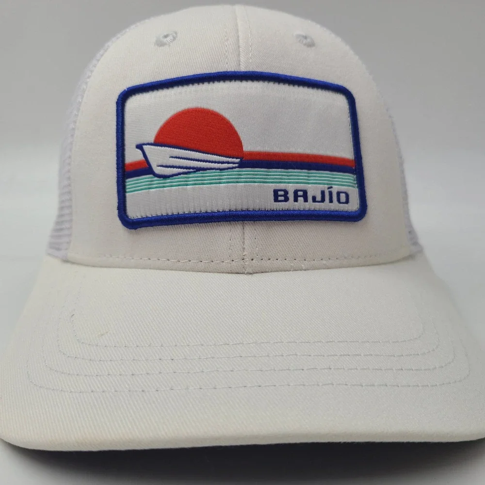 Bajio Hat Snapback Trucker Mesh White Blue Red Fishing Boat Patch Sunglass Brand